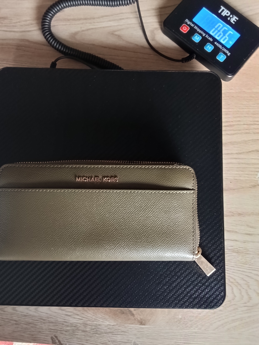 Michael Kors Olive Green Zip-Around Men's Wallet with Gold Hardware